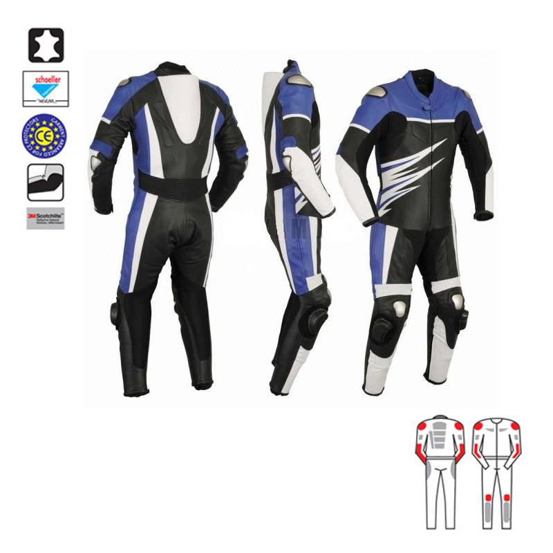 1 Pc Motorbike Suits Black/White/Blue